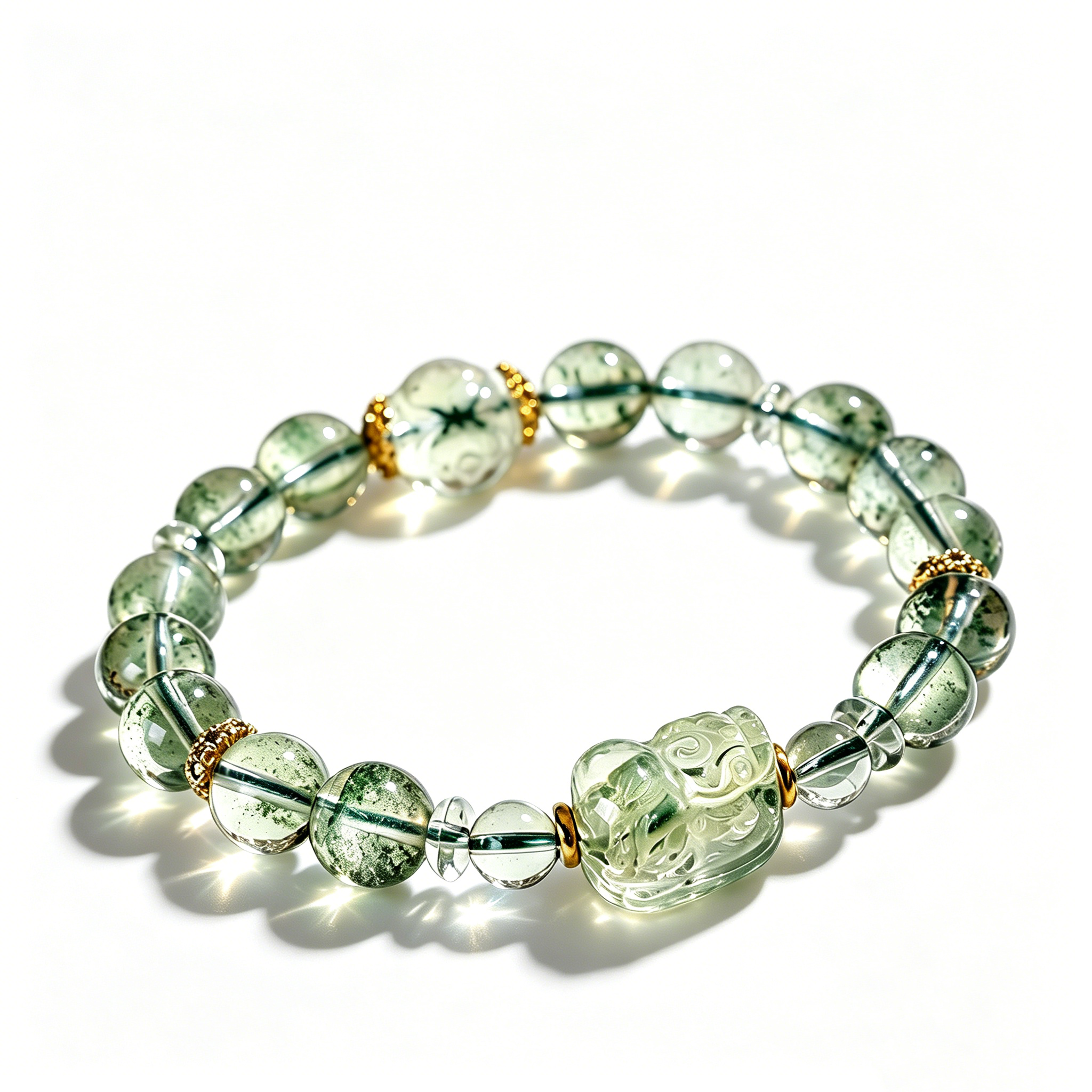 Green Phantom Quartz Pi Xiu Bracelet-Divine Protection