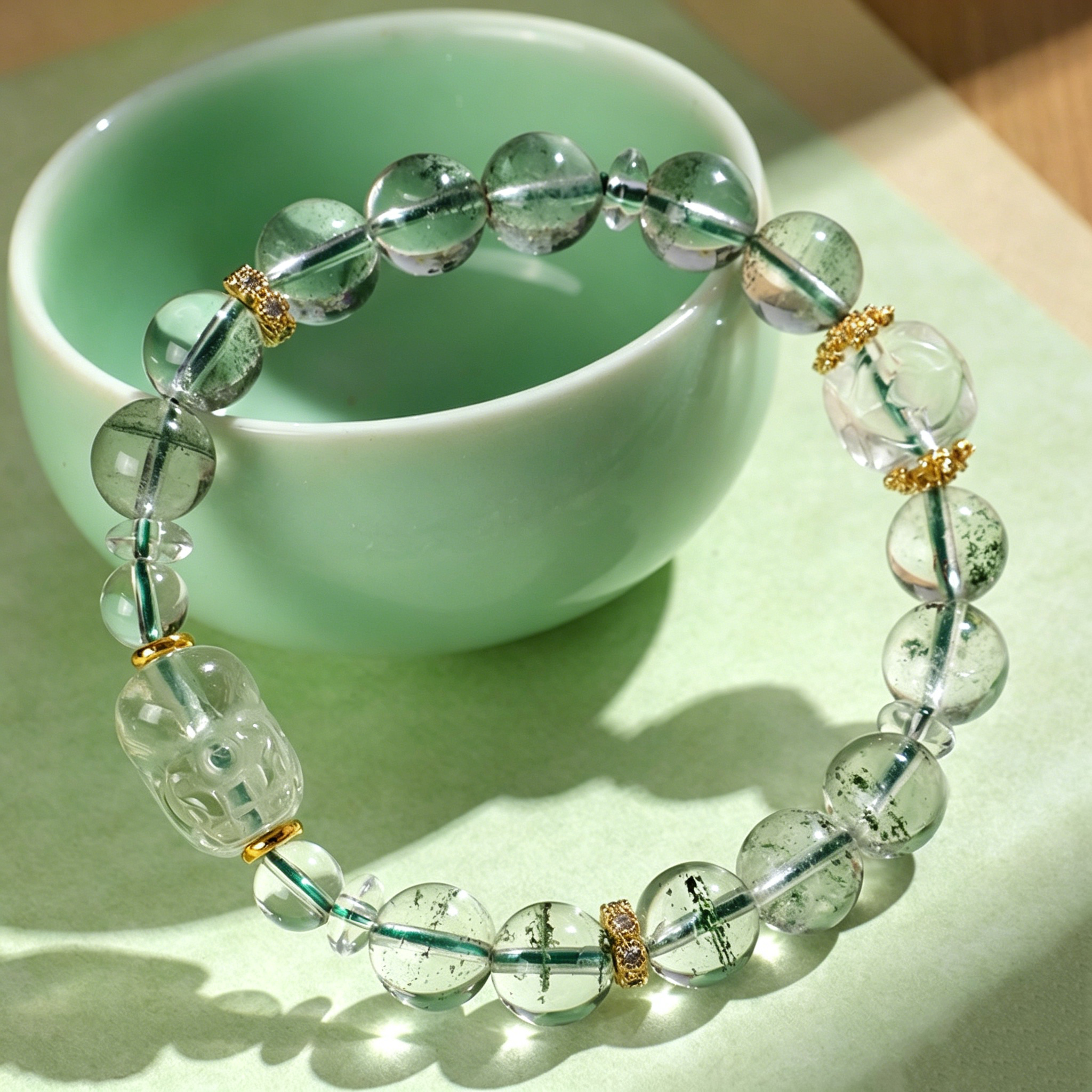 Green Phantom Quartz Pi Xiu Bracelet-Divine Protection