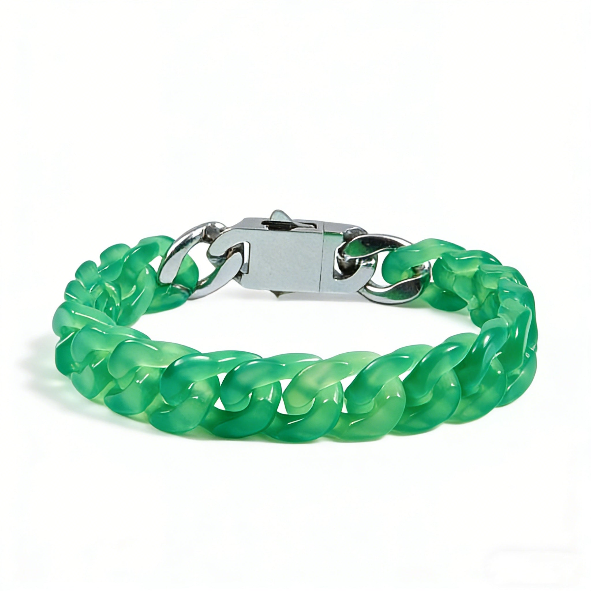 Modular Agate Cuban Link-The Verdant Flow