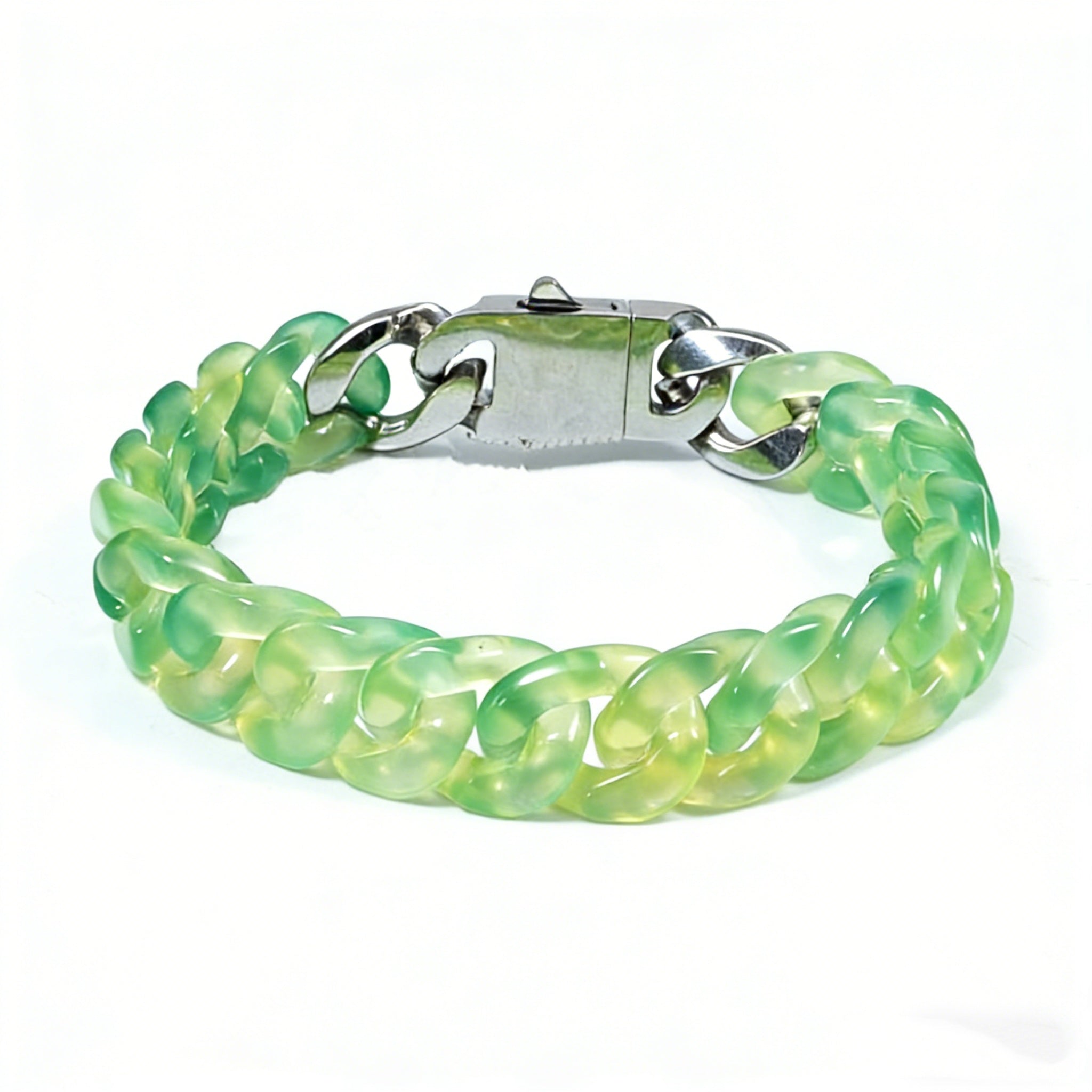 Modular Agate Cuban Link-The Verdant Flow
