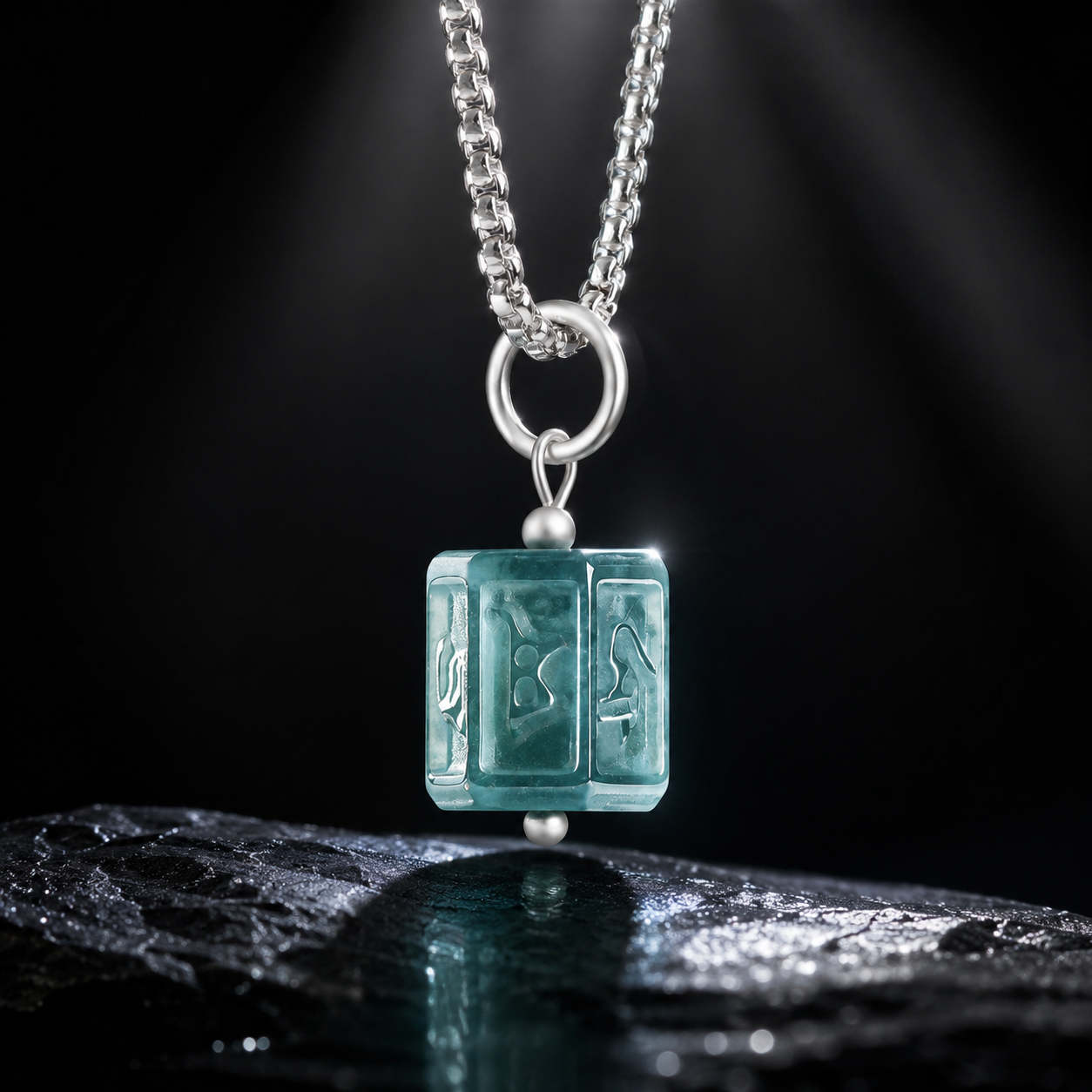 Inner Peace-Six-Syllable Mantra Ice Jade Pendant