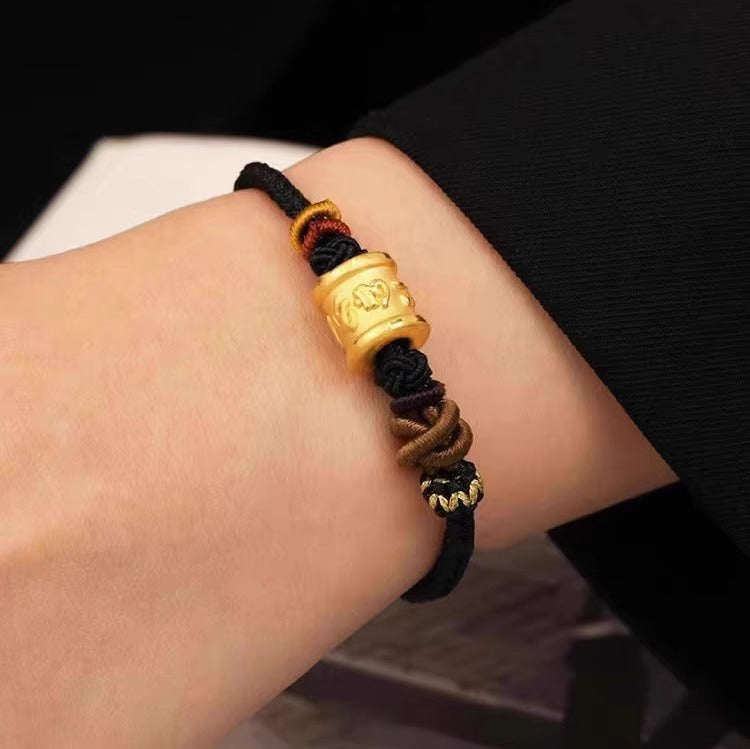 Gold Six True Word Red Rope Lucky Bracelet