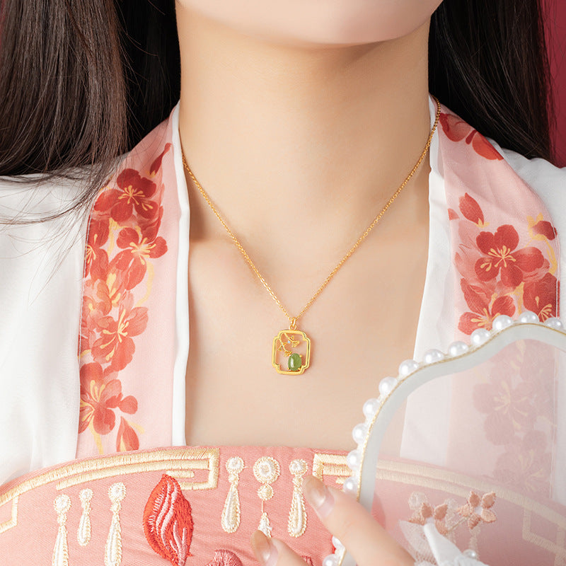 Ginkgo Leaf Nephrite Jade Necklace-Peace and Joy