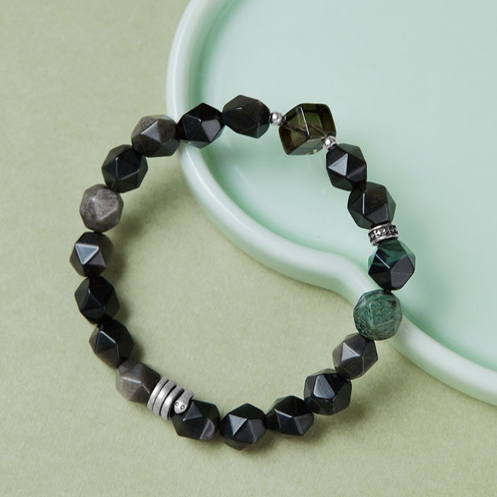 Serpent Obsidian Smoky Quartz Bracelet-Enduring Grace