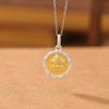 Yellow Jambhala Six True Words Silver Pendant Necklace -Protection and Prosperity