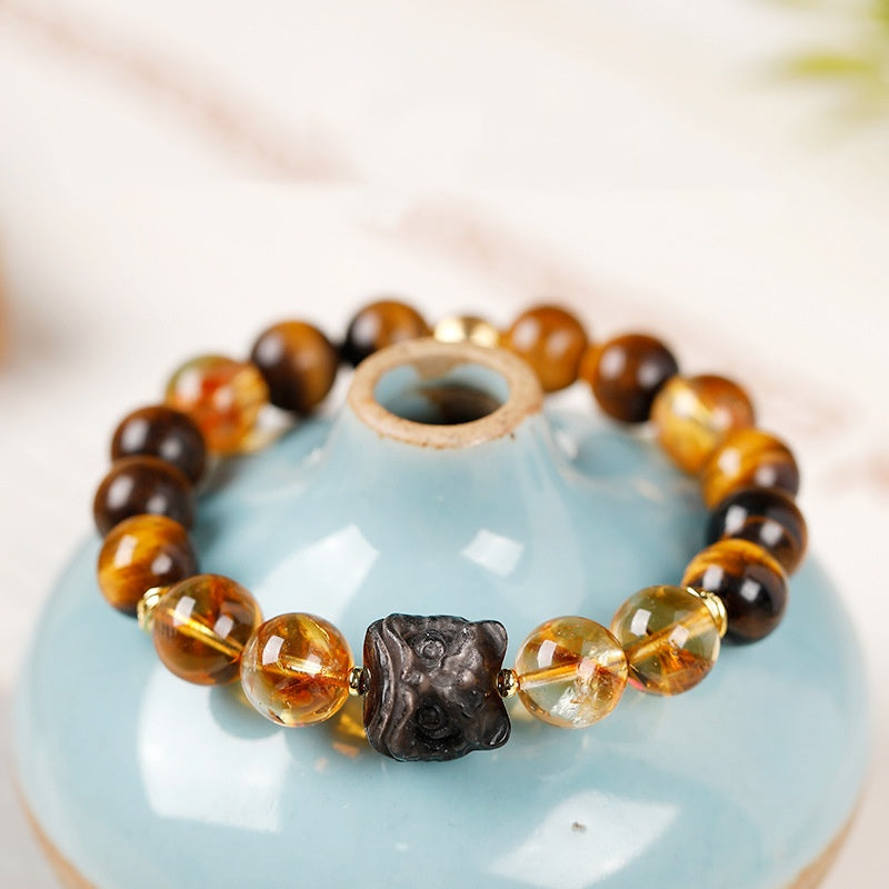 Guardian Lion Citrine Bracelet-Courage, Focus & Steady Confidence
