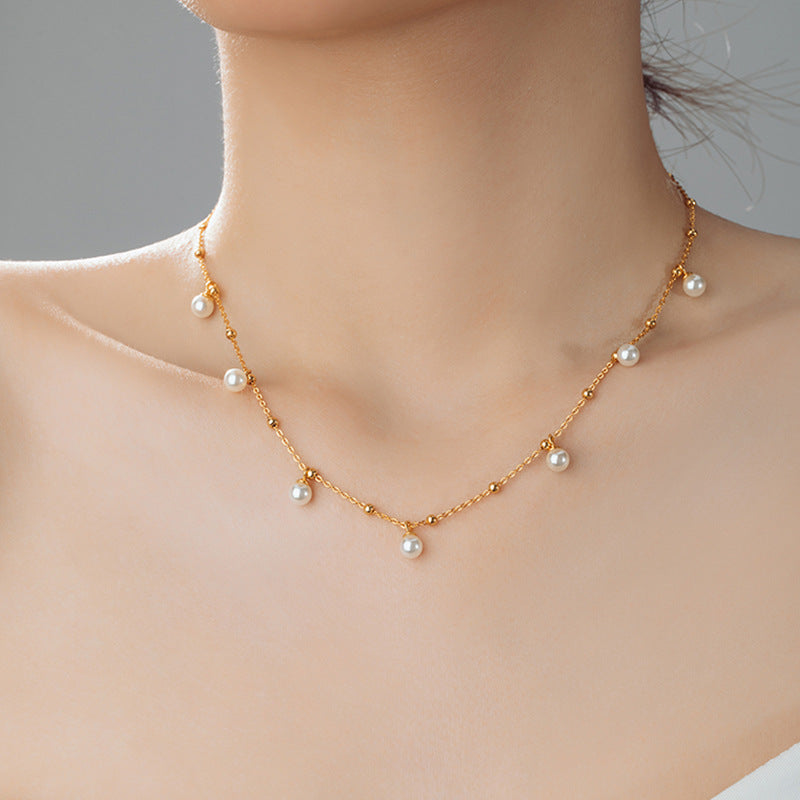 Pearl Drop Necklace-A Scattering of Luster