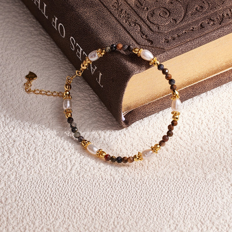 Pietersite Freshwater Pearl Bracelet-Quiet Starlight