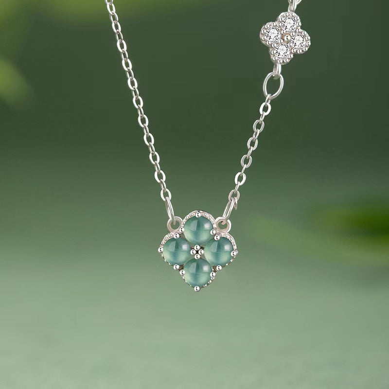 Four Leaf Clover IceJade Necklace-Faith & Hope