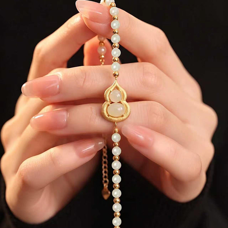 Gourd Nephrite Jade Necklace, Bracelet, Stud Earrings & Ring-Blessings & Prosperity