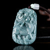 Natural Grade A Blue Jadeite Qilin Pendant – Ice Variety Jade Necklace for Men