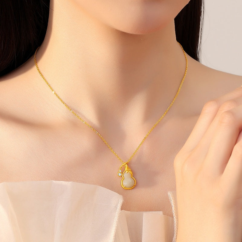 Cherished Blessings-Gourd Nephrite Jade Necklace
