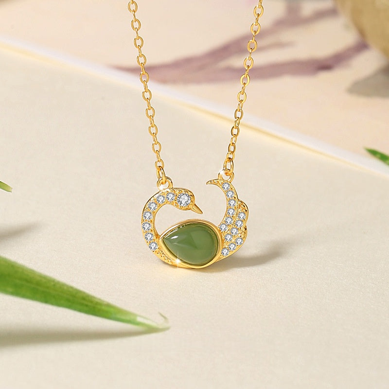 Swan Nephrite Jade Necklace-Peace & Joy