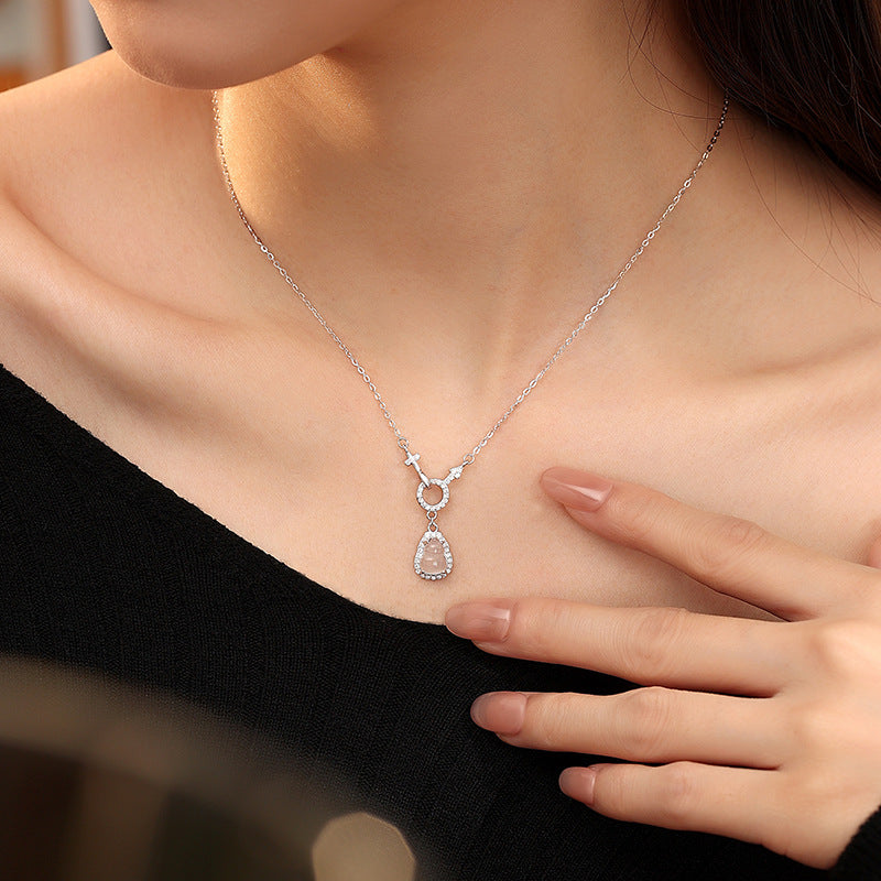 Gourd Jade and Sterling Silver Necklace-Blessings by Your Side