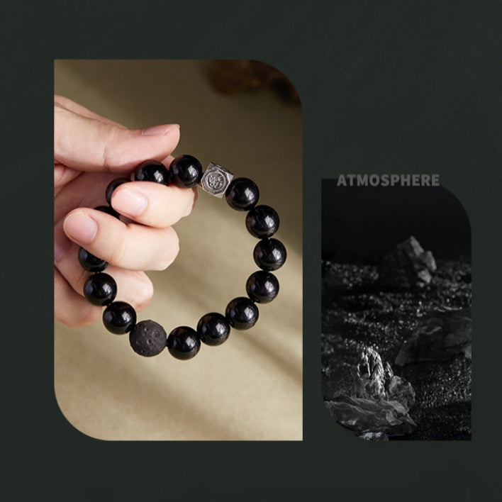 Obsidian Bead Stretch Bracelet-Awakened Core