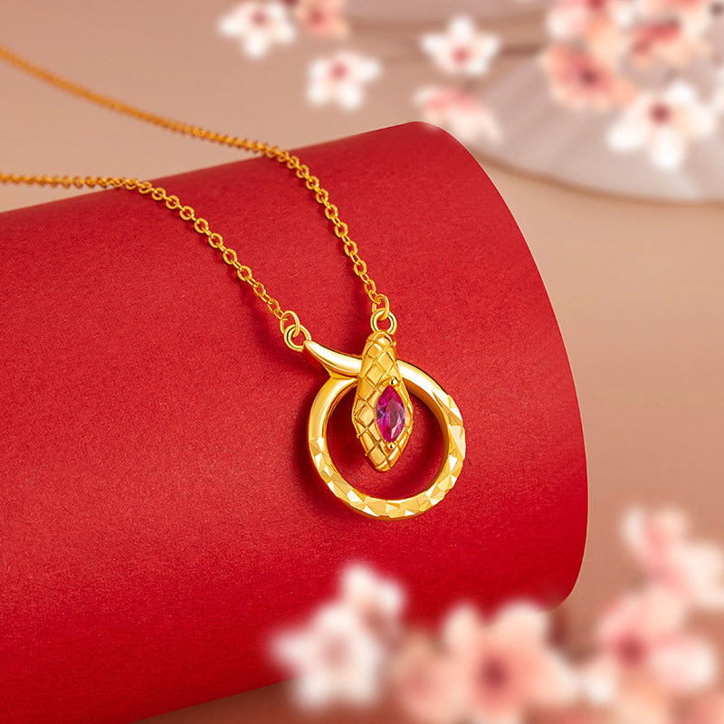 Endless Renewal-Zodiac Snake Pendant Necklace