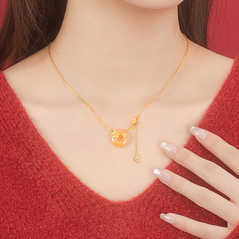 Butterfly Honey Orange Agate Necklace-Held in Love