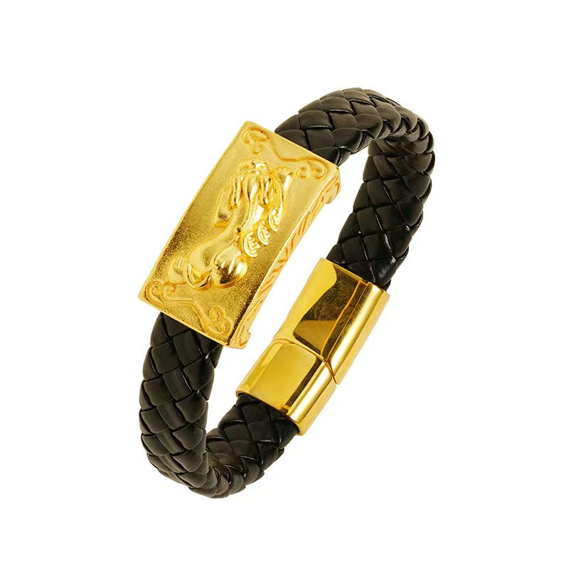 Fortune Beast Pixiu Leather Bracelet-Attract Wealth