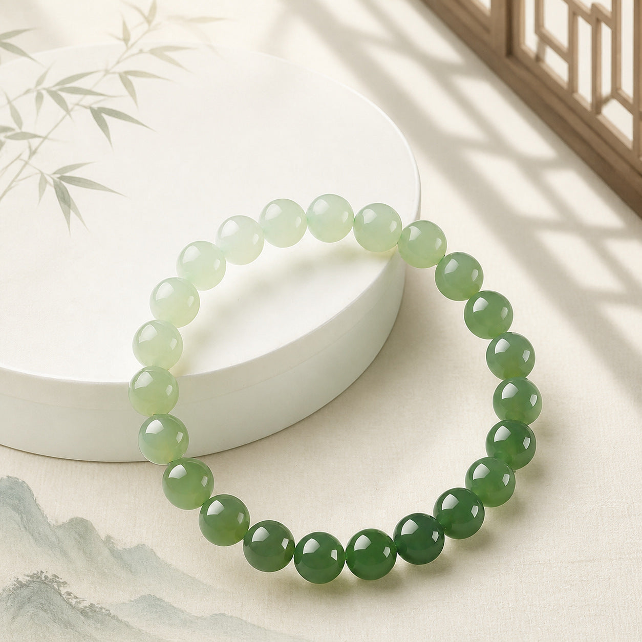 Quiet Balance-Gradient Nephrite Jade Bracelet