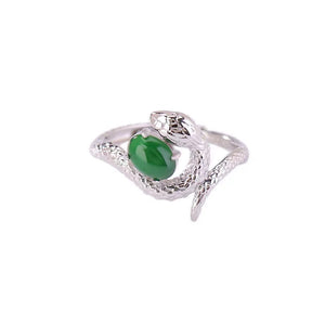 2025 Snake Year  Green Jade Silver Ring-Wisdom and Intuition