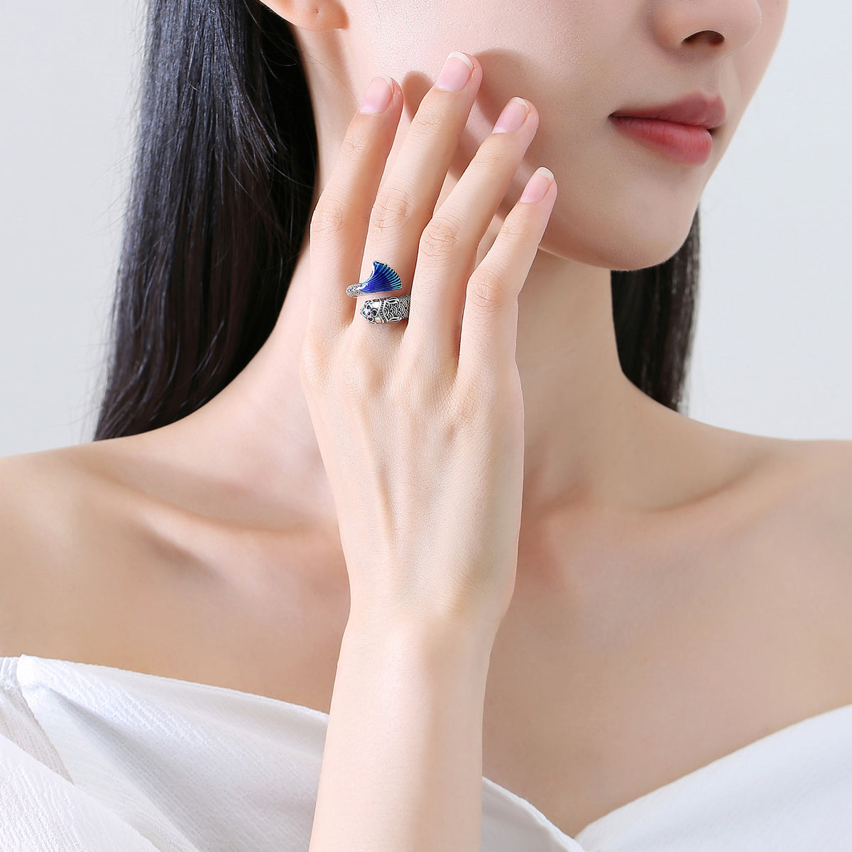Abundant Blessings-Fish Enamel 925 Sterling Silver Ring