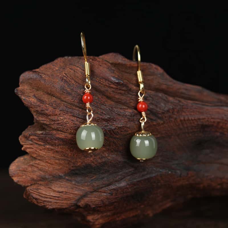 Nephrite Jade Drop Earrings-Gentle Serenity