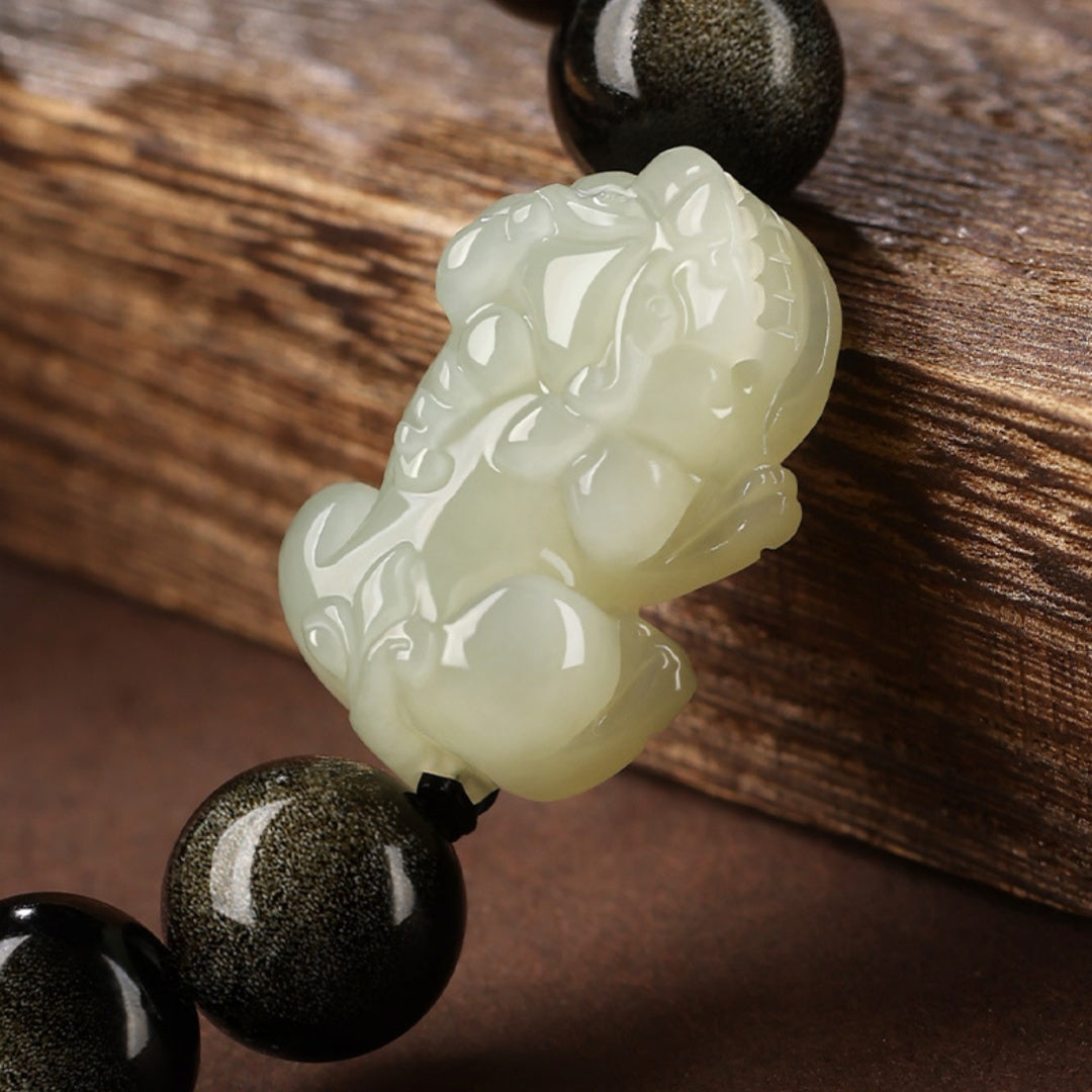 Jade Pixiu Obsidian Bracelet-Wealth&Protection