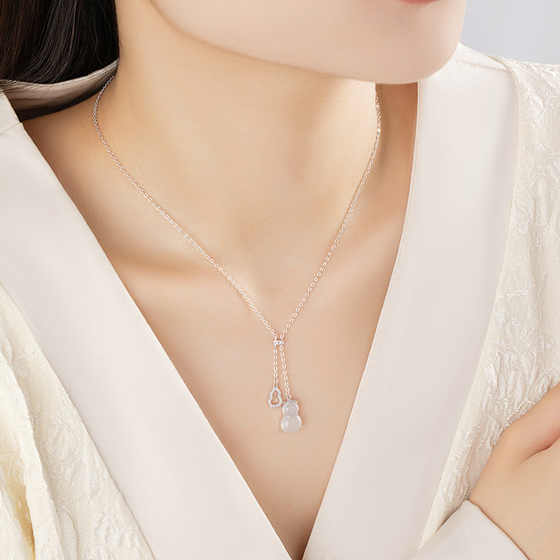 Double Gourd Chalcedony Tassel Necklace-Fortune and Prosperity