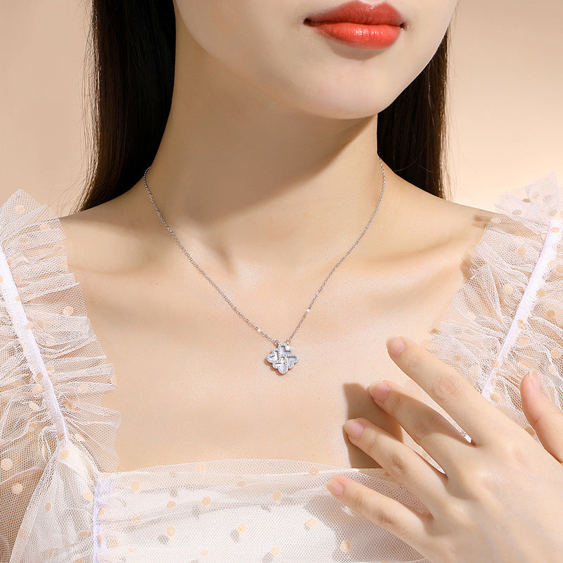 Four Leaf Clover Sterling Silver Necklace-Lucky to Find You