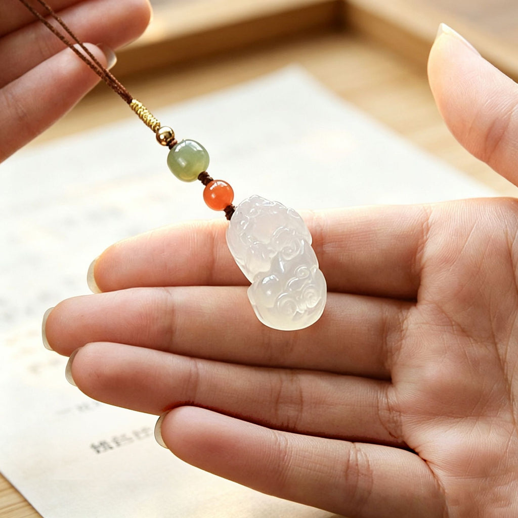 White Agate Pixiu Phone Charm-Purpose Close at Hand