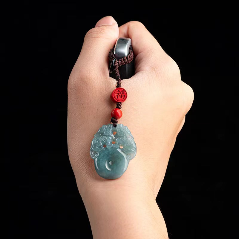 Fengshui Pixiu Phone Charm-Natural Jade