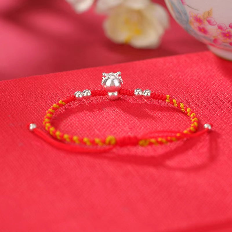 Zodiac Dragon 999 Silver String Bracelet-Luck Prosperity