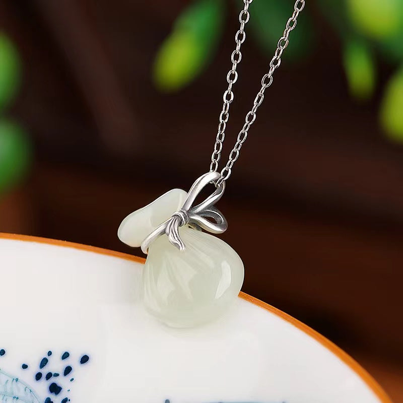 Money Bag Jade Necklace-Wealth and Prosperity