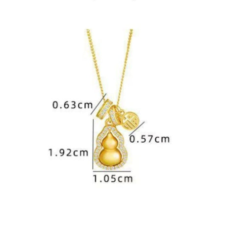 18K Gold-Plated Silver Fortune Gourd Pendant Necklace – Rotatable Design for Elegance & Blessings