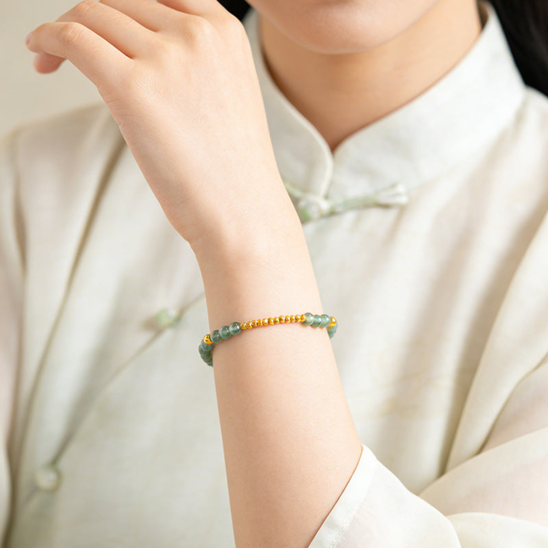 Calm Flow Blue Jade Bead Bracelet-Heart Awakening