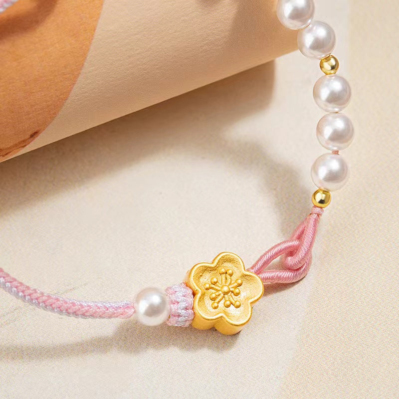 Natural Pearl Sakura Handmade Rope Bracelet-Inner Peace