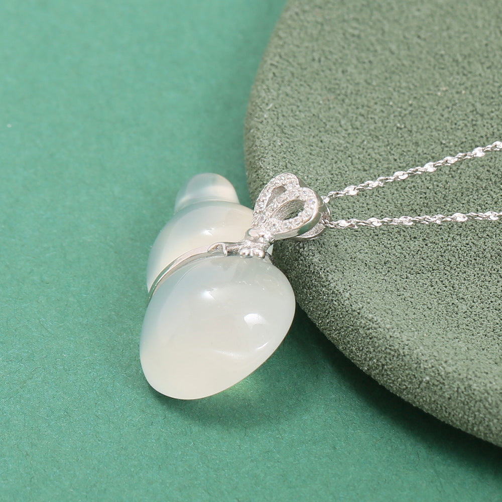 Calm Harmony-Gourd Chalcedony 925 Sterling Silver Pendant