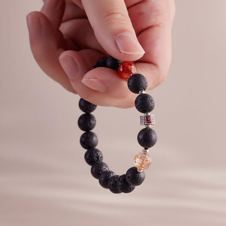 Lava Stone Red Quartz Bracelet-Grounded Radiance