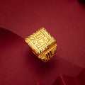 Gold Engraved Fu Open Ring-Prosperity Luck