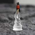The Serene Listener: Handcrafted Translucent Liuli Seated Guanyin Amulet