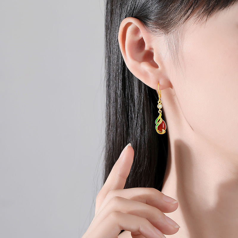 Phoenix Red Agate Teardrop Earrings-A Fresh Beginning