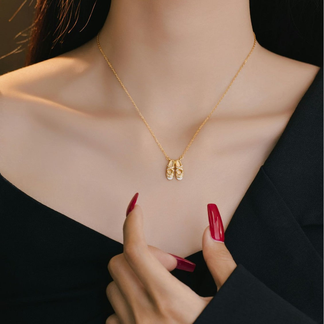 Ballet Slipper Necklace-A Little Ballet Sparkle