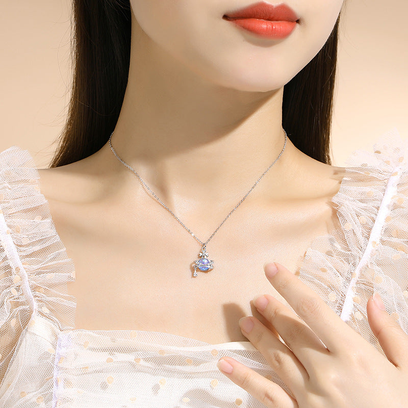 Saturn Sterling Silver Necklace-Drawn to You