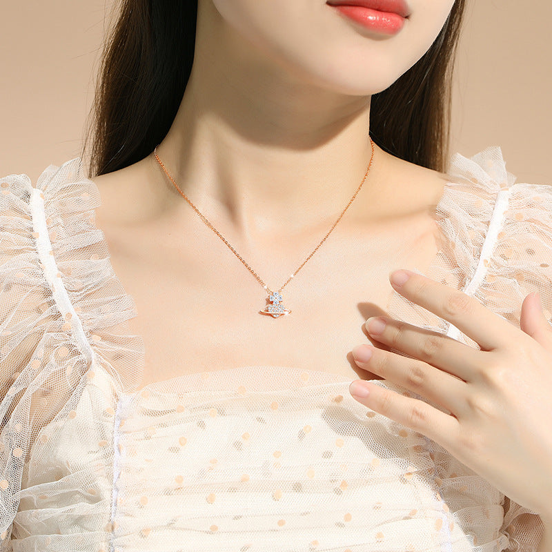 Heart Planet Cubic Zirconia Necklace-Drawn to You