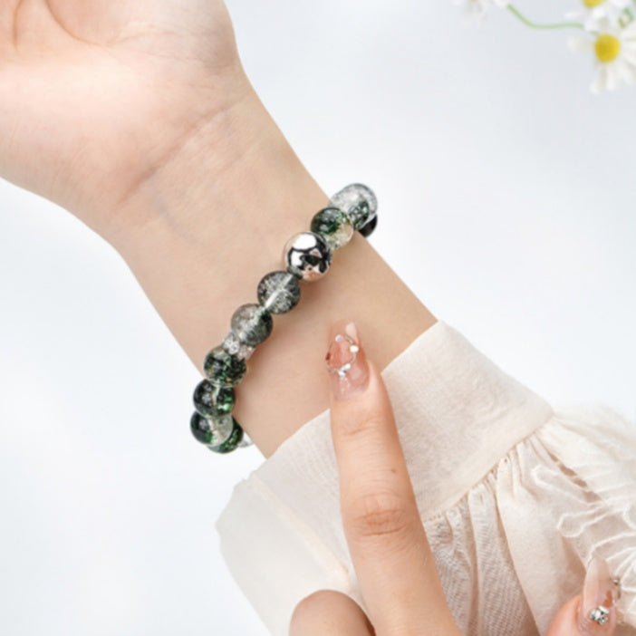 Green Phantom Quartz Bracelet with 925 Silver Butterfly – Crystal of Clarity, Growth & Good Fortune