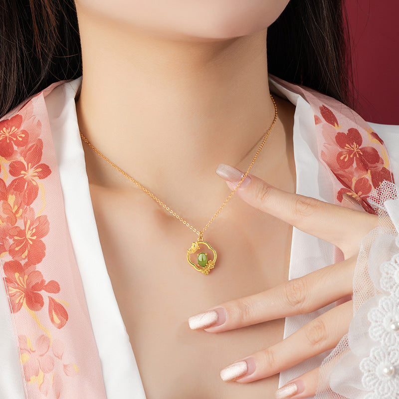 Four Seasons Bamboo & Floral Nephrite Jade Necklace-Beauty Through Change
