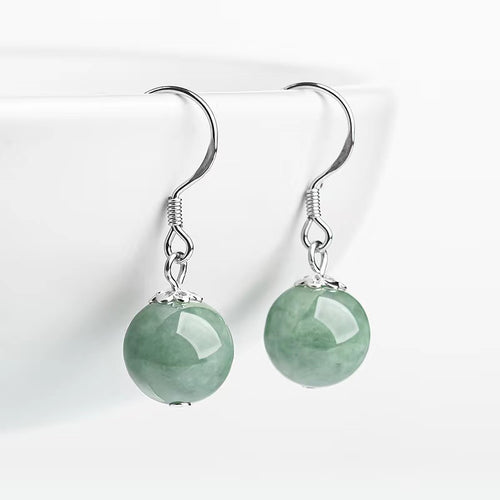 Green Jade Earrings-Grade A Jade