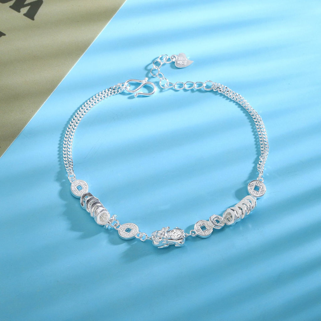 Fortune in Motion-Coin Bracelet with 999 Fine Silver Pixiu