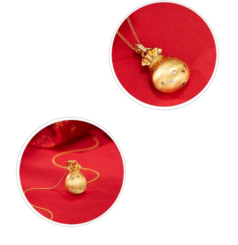 Gold-Plated Silver Fortune Bag Necklace – Elegant Charm for Prosperity & Style