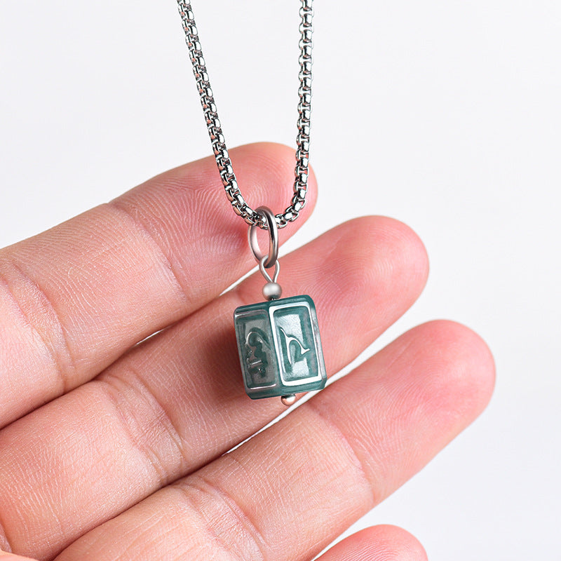 Inner Peace-Six-Syllable Mantra Ice Jade Pendant